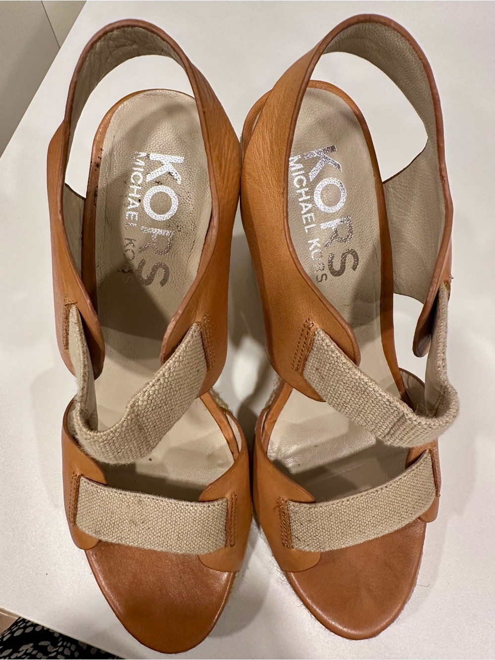 KORS MICHAEL KORS Leather Platform Sandal Wedges 9M Women - Picture 3 of 6